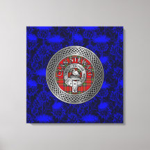 Clan Stewart Wappen & Tartan Knot on Thistle