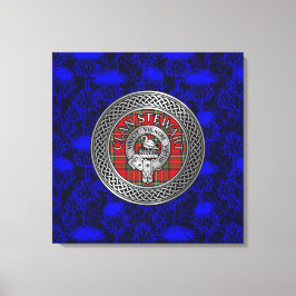 Clan Stewart Wappen & Tartan Knot on Thistle Leinwanddruck