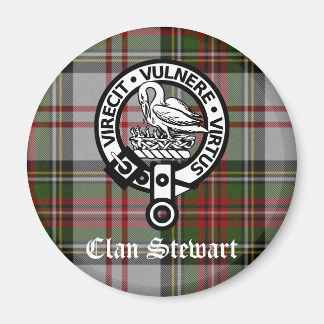 Clan Stewart Wappen & Tartan Magnet (Vorne)