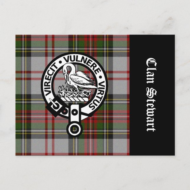 Clan Stewart Wappen & Tartan Postkarte (Vorderseite)