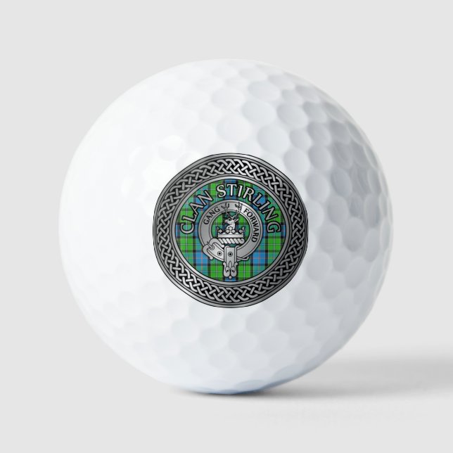 Clan Stirling Wappen & Tartan Knot Golfball (Vorderseite)