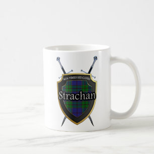 Clan Strachan Tartan-Schild und Schwerter Kaffeetasse