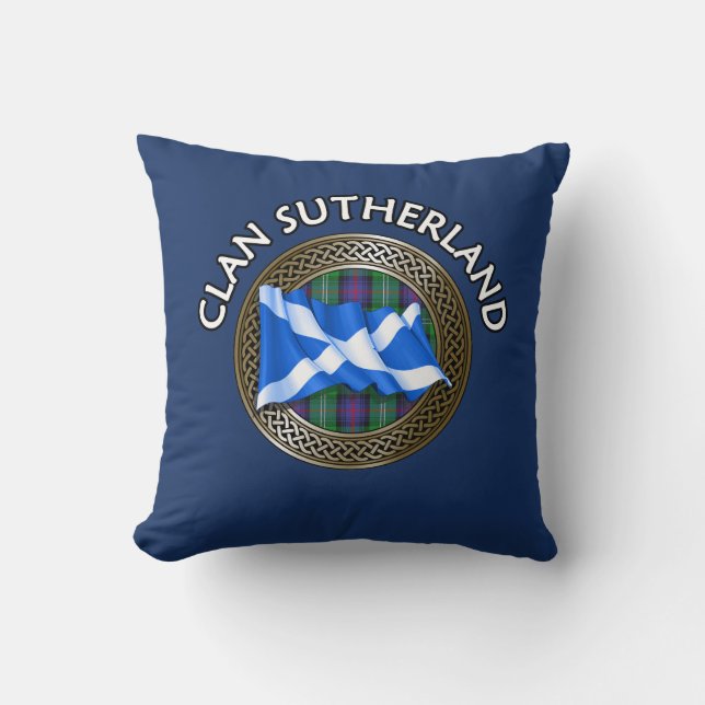 Clan Sutherland Tartan Knot & Flag Kissen (Vorderseite)