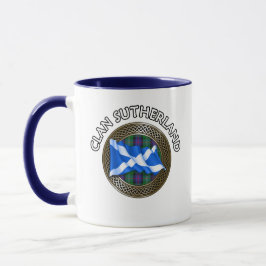 Clan Sutherland Tartan Knot & Flag Tasse