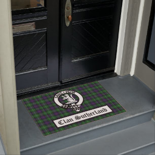 Clan Sutherland Wappen Abzeichen & Tartan Fußmatte