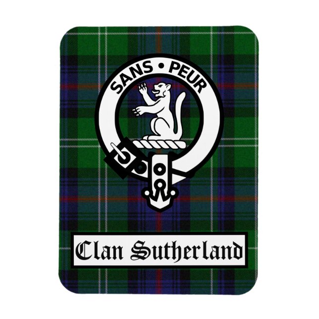 Clan Sutherland Wappen Abzeichen & Tartan Magnet (Vertikal)