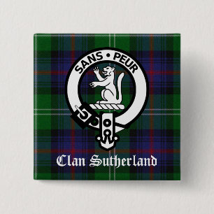 Clan Sutherland Wappen & Tartan Button