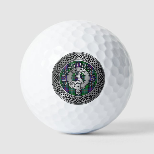 Clan Sutherland Wappen & Tartan Knot Golfball (Vorderseite)