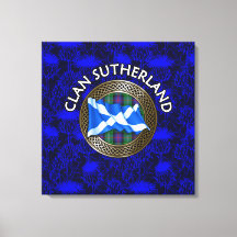 Clan Sutherland Wappen & Tartan Knot on Thistle