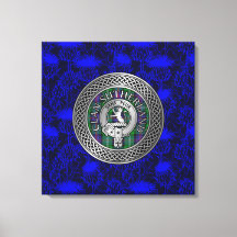 Clan Sutherland Wappen & Tartan Knot on Thistle