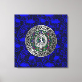 Clan Sutherland Wappen & Tartan Knot on Thistle Leinwanddruck