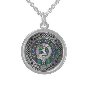 Clan Sutherland Wappen & Tartan Knot Sterling Silberkette