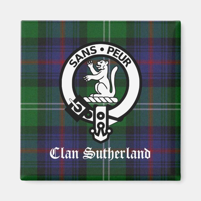 Clan Sutherland Wappen & Tartan Magnet (Vorne)