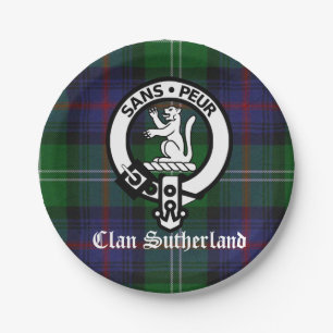 Clan Sutherland Wappen & Tartan Papierplatte Pappteller