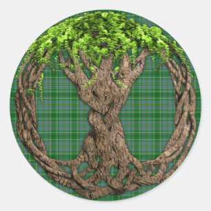 Clan Taylor Tartan und keltischer Lebensbaum Runder Aufkleber
