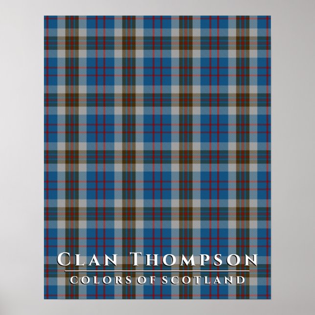 Clan Thompson Colors of Scotland Blue Gray Tartan Poster (Vorne)