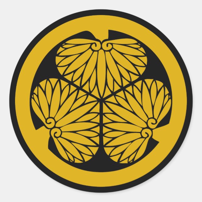 Clan Tokugawa Wappen (Kamon) Klassischer Rundstick Runder Aufkleber (Vorderseite)