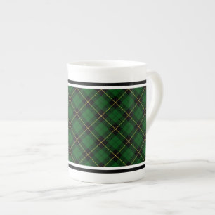 Clan-Wallace-Jagdtartan-grünes und schwarzes Prozellantasse