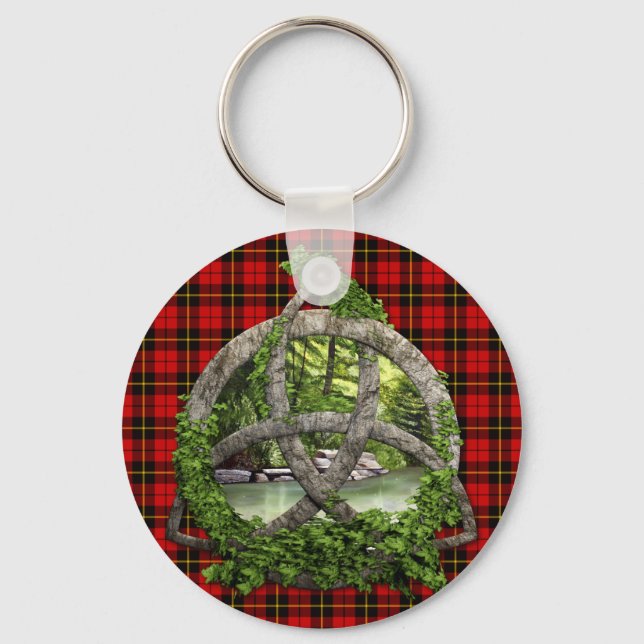 Clan Wallace Tartan Celtic Trinity Schlüsselanhänger (Vorderseite)