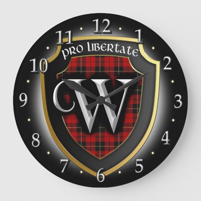 Clan Wallace Tartan Clock Große Wanduhr (Vorderseite)