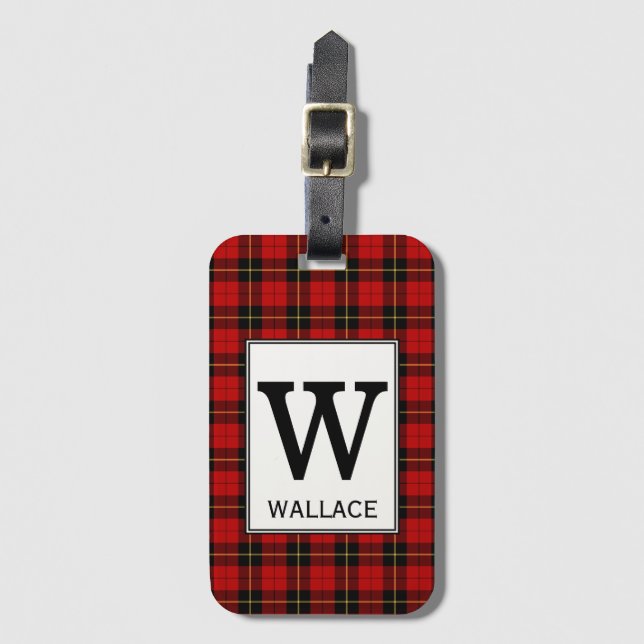 Clan Wallace Tartan Mit Monogramm Gepäckanhänger (Vorderseite Vertikal)