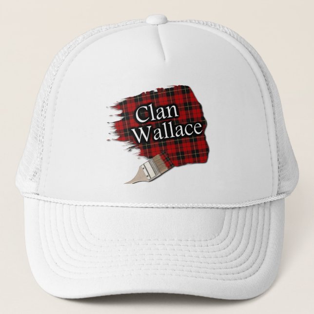 Clan Wallace Tartan Paint Brush Cap Truckerkappe (Vorderseite)