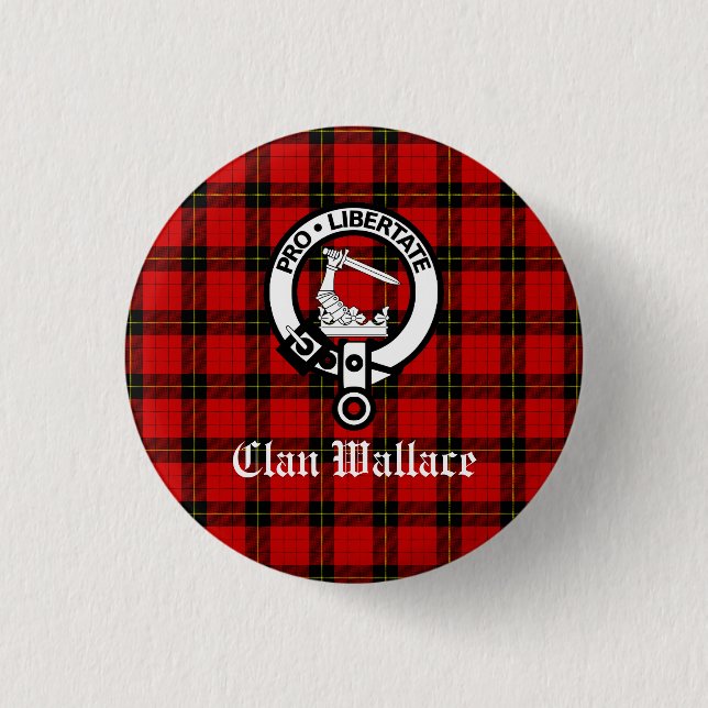 Clan Wallace Wappen Abzeichen und Tartan Button (Vorderseite)