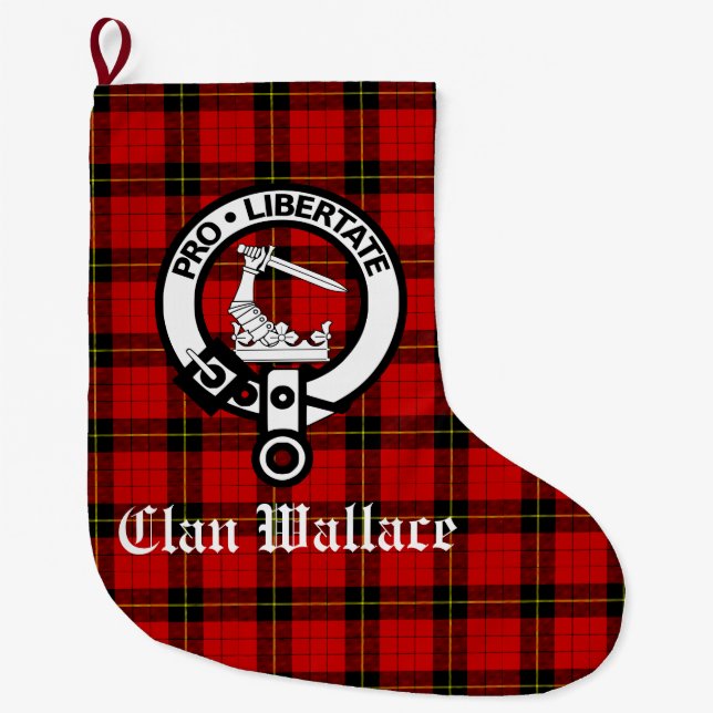 Clan Wallace Wappen Abzeichen und Tartan individue Großer Weihnachtsstrumpf (Vorderseite)