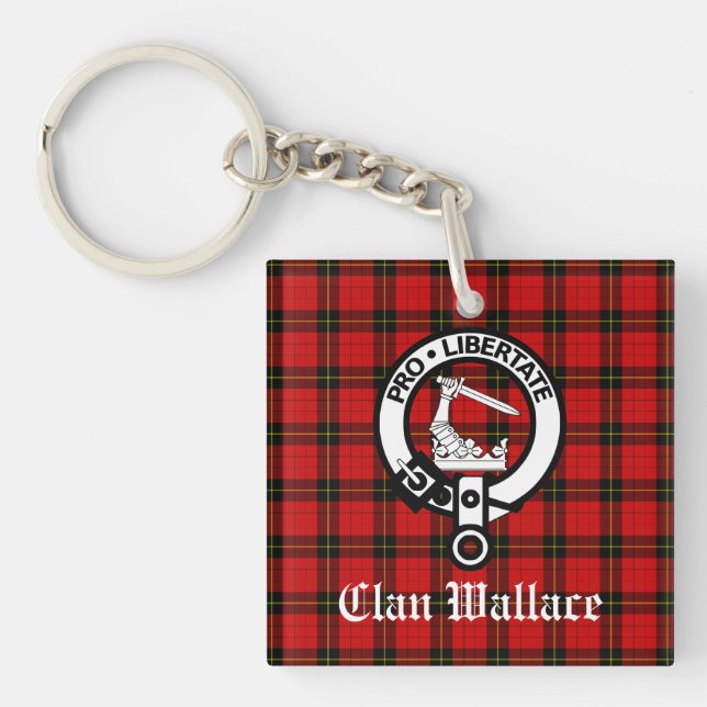 Clan Wallace Wappen Abzeichen und Tartan Schlüsselanhänger (Vorderseite)