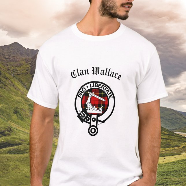 Clan Wallace Wappen Abzeichen und Tartan T-Shirt (Von Creator hochgeladen)