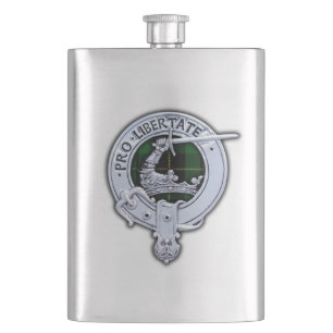Clan Wallace Wappen & Jagd Tartan Flachmann
