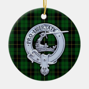 Clan Wallace Wappen & Jagd Tartan Keramik Ornament