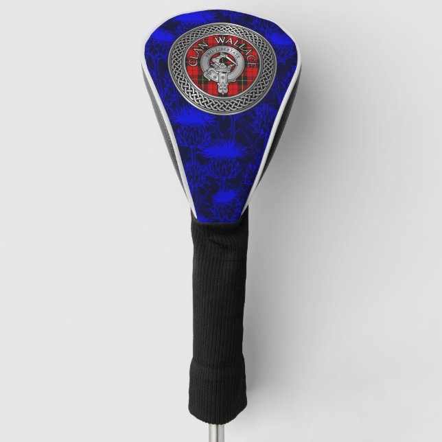 Clan Wallace Wappen & Tartan Knot on Thistle Golf Headcover (Vorderseite)