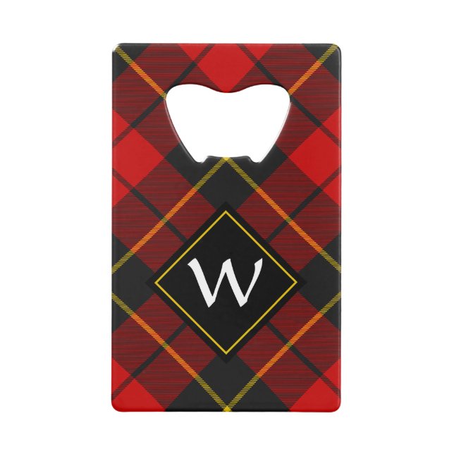 Clan Wallace Wappen über Tartan Geldbeutel Flaschenöffner (Vorderseite)