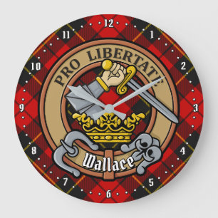 Clan Wallace Wappen über Tartan Große Wanduhr