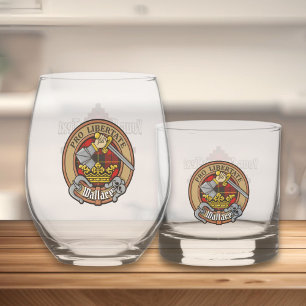 Clan Wallace Wappen über Tartan Whiskyglas