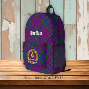 Clan Wardlaw Wappen über Tartan Bedruckter Rucksack