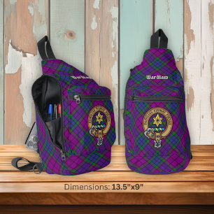 Clan Wardlaw Wappen über Tartan Crossbody Bag