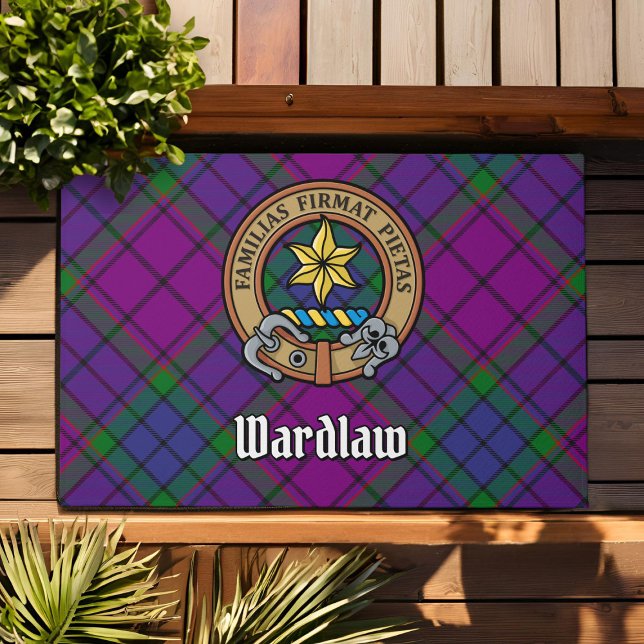 Clan Wardlaw Wappen über Tartan Fußmatte (Von Creator hochgeladen)