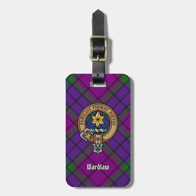 Clan Wardlaw Wappen über Tartan Gepäckanhänger (Vorderseite vertikal)