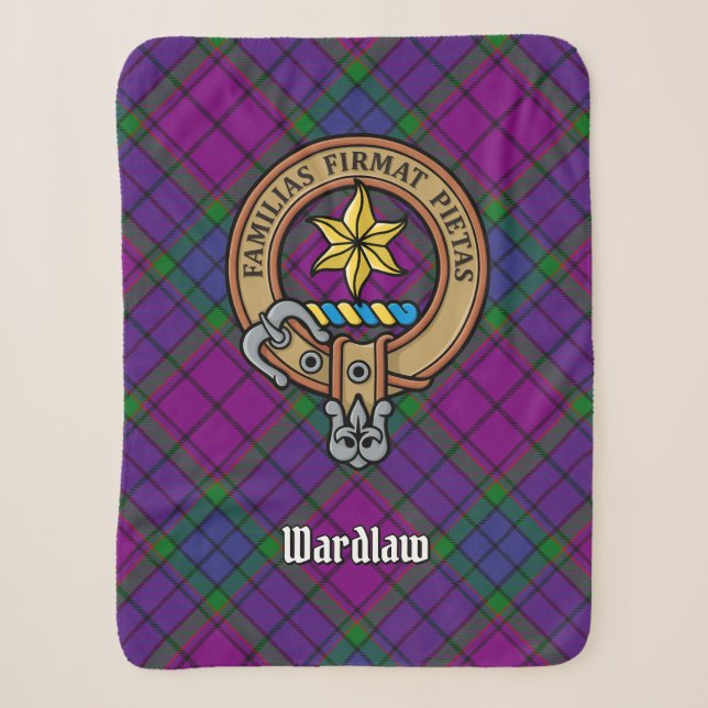 Clan Wardlaw Wappen über Tartan Sherpadecke (Vorderseite)
