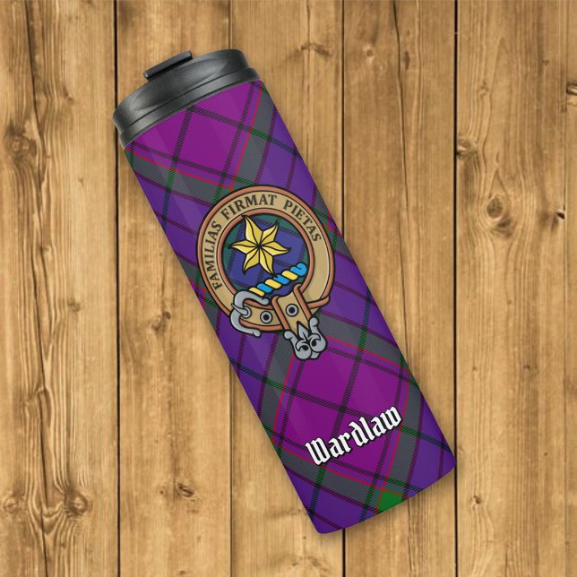 Clan Wardlaw Wappen über Tartan Thermosbecher (Von Creator hochgeladen)