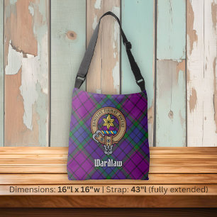 Clan Wardlaw Wappen über Tartan Tragetaschen Mit Langen Trägern