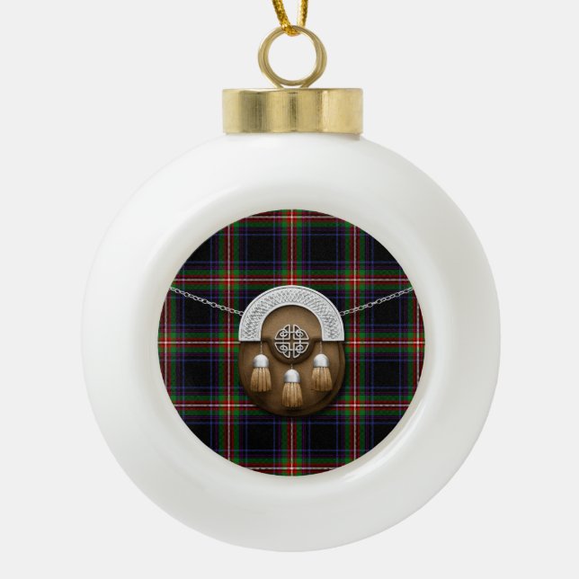 Clan-WattTartan und Sporran Keramik Kugel-Ornament (Vorderseite)