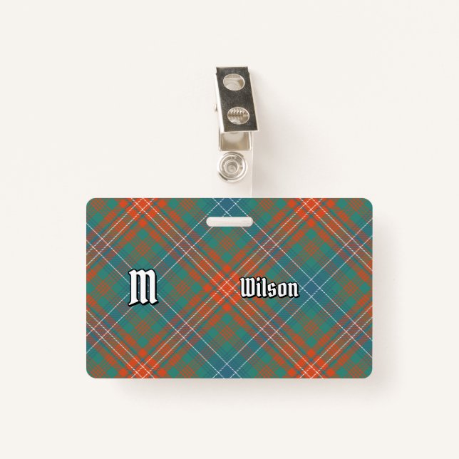 Clan Wilson Ancient Tartan Ausweis (Vorderseite mit Klammer)