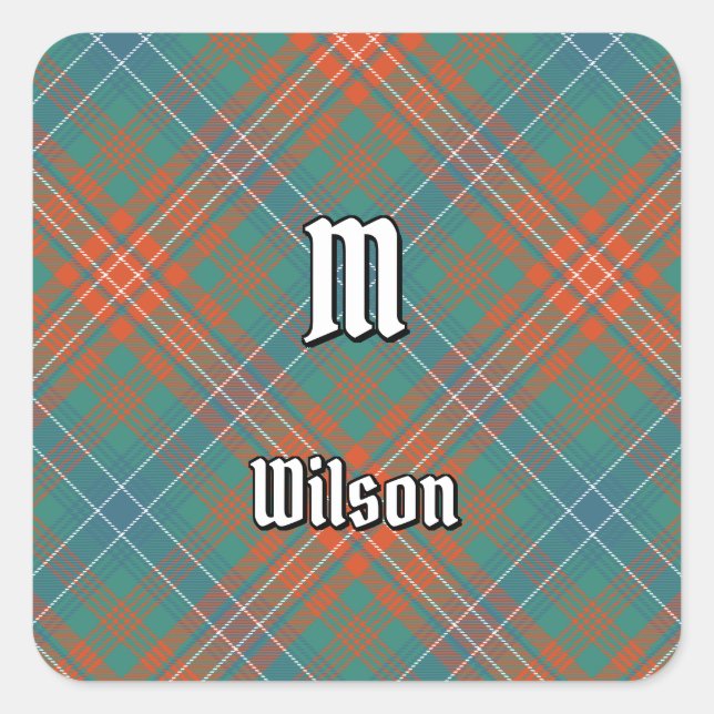 Clan Wilson Ancient Tartan Quadratischer Aufkleber (Vorderseite)