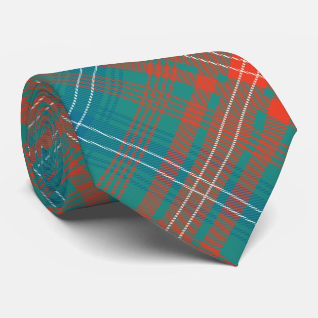 Clan Wilson Tartan Kariert Orange Türkise Pattern Krawatte (Gerollt)