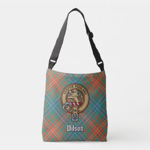 Clan Wilson Wappen über antikes Tartan Tragetaschen Mit Langen Trägern
