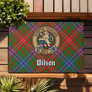 Clan Wilson Wappen über das moderne Tartan Fußmatte
