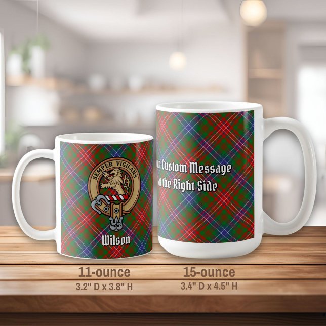 Clan Wilson Wappen über das moderne Tartan Kaffeetasse (Von Creator hochgeladen)